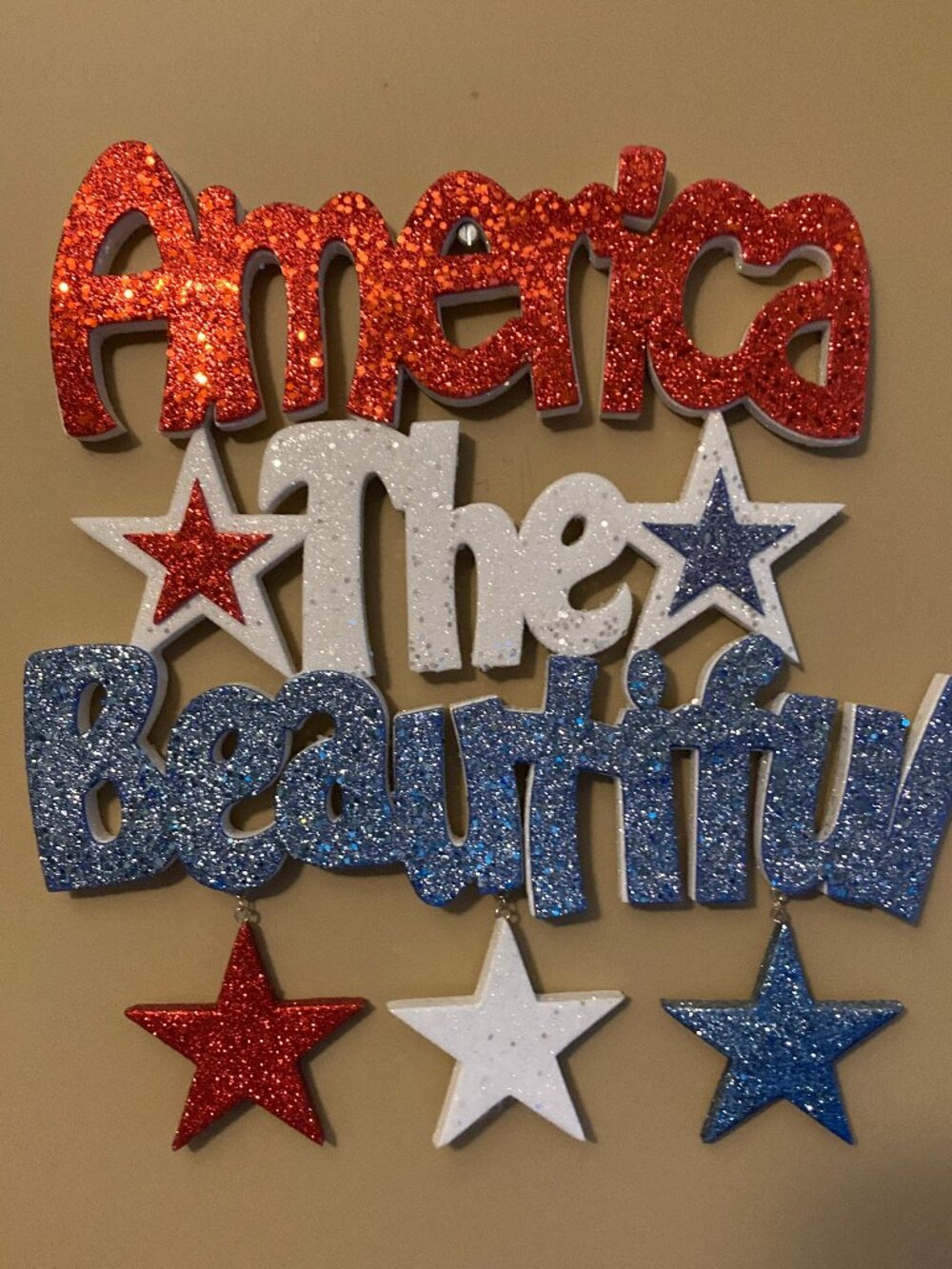 America The Beautiful Wall Door Decor -- Glitter Foam